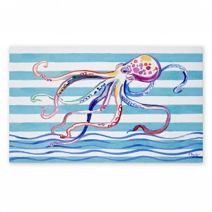 Stupell Industries Brushstroke Octopus on Stripes Printed Outdoor Door Mat, design by Paul Brent, 18"x30" - 1 of 4