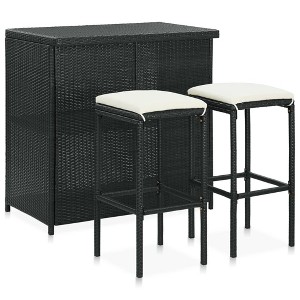 vidaXL 3 Piece Bar Set Poly Rattan Black - 1 of 4