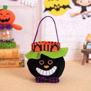 MyKids-USA Halloween Witch Pumpkin Tote Candy Bag with Decorative Props - 1 of 4