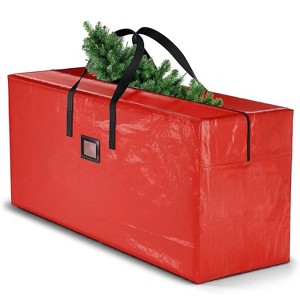 Swtroom Christmas Tree Storage Bag - Fits 7.5 ft & 9 ft Disassembled Trees with Zippered Handles Red - 1 of 4
