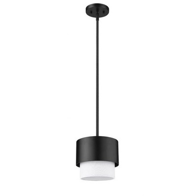 Matte Black and White Fabric Shade Pendant Light