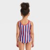 Toddler Girls' Striped One Piece Swimsuit - Cat & Jack™ Red/White/Blue - 2 of 3