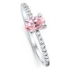 Pompeii3 1Ct Accent Side Diamond & Oval Pink Topaz Ring Gold Lab Created - 4 of 4