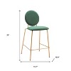 HomeRoots Set of Two 26" Green and Gold Velvet and Steel Counter Height Bar Chairs - 3 of 4