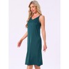 INSPIRE CHIC Women's Sleepdress Satin Sleeveless Double Spaghetti Strap Criss Cross Back V Neck Midi Lounge Nightgown - 4 of 4