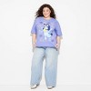 Women's Bluey Oversized Short Sleeve Graphic Boyfriend T-Shirt - Periwinkle Blue - 3 of 3