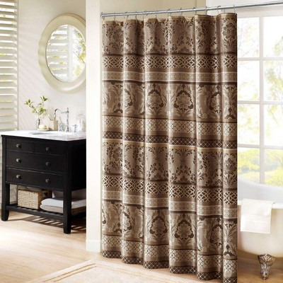 PAGED 72x72 Inch Shower Curtain Modern Cotton Shower Curtain with Striped Print for Bathroom, Machine Washable