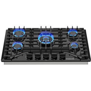 GASLAND PRO GH2305EF 30-Inch 5-Burner Built-in Side Knob Control Gas Cooktop, NG/LPG Convertible, Black Enamel - 1 of 4