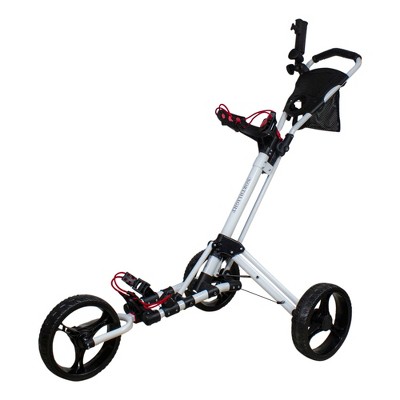 Northlight 48" White and Black Easy Folding 3 Wheel Golf Bag Push Cart