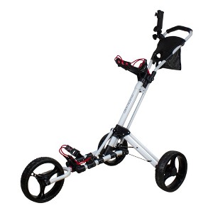 Northlight 48" White and Black Easy Folding 3 Wheel Golf Bag Push Cart - 1 of 4