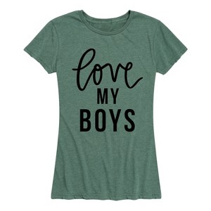 Women's - Instant Message - Love My Boys Short Sleeve Graphic T-Shirt - 1 of 4