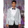 INSPIRE CHIC Men's Peak Lapel Color Block Shiny Sparkle Sequin Blazer - 2 of 4