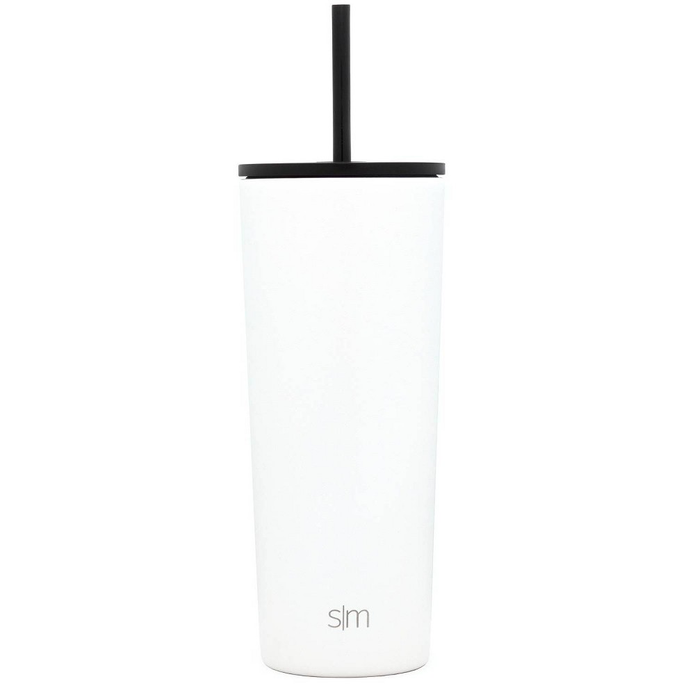 Photos - Glass Simple Modern 24oz Classic Tumbler with Straw 2 Tone - Winter White