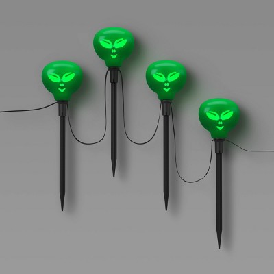 4ct LED Animated Alien with Music Halloween Novelty Silhouette Stake Lights White - Hyde and EEK! Boutique™