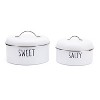 Outshine Co Farmhouse Round Tin Snack Containers with Lids - Set of 2, White - 2 of 4