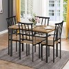 Garvee 5 Piece Dining Table Set for 4, Metal and Wood Rectangular Dining Room Table Set for Kitchen, Dining Room, Dinette, Rustic Brown - 2 of 4