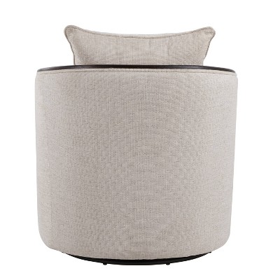 Lumisource Gemma Swivel Accent Chair In Sand Fabric/Espresso Wood