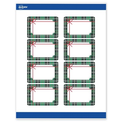 Avery Labels, 2" x 3", Silver-Green Plaid, Matte, 80ct