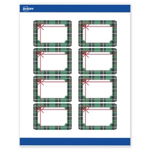 Avery Labels, 2" x 3", Silver-Green Plaid, Matte, 80ct - 1 of 4