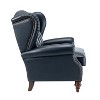 Amanda 33" Wide Genuine Leather Wingback Armchair with Solid Tapered Wood Legs and Nailhead Trim| ARTFUL LIVING DESIGN - 3 of 4