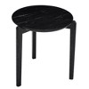 Maliang Modern And Stylish 24 Inch Round Small Coffee Table, Imitation Marble Tabletop With Solid Wood Legs, Fits Living Room, Office, Home - 3 of 4