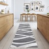 Faux Wool Modern Stripe Pattern Printed Area Rug with Ultra Thin Low Pile Machine Washable Stain Resistant Pet Friendly Non Shedding Non Slip Carpet - 2 of 4