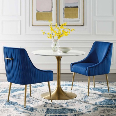 Set of 2 Discern Pleated Back Upholstered Performance Velvet Dining Chairs - Modway