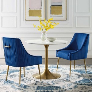 Set of 2 Discern Pleated Back Upholstered Performance Velvet Dining Chairs - Modway - 1 of 4