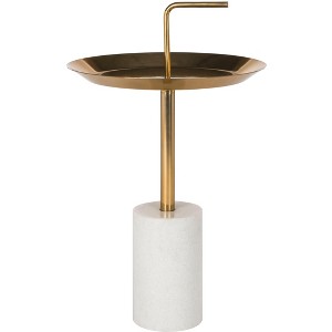 Apollo Round Brass Top Side Table - Brass/Marble - Safavieh. - 1 of 4