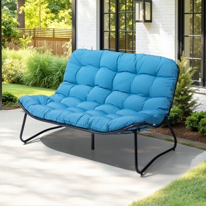 Crestlive Products Outdoor Loveseat 2 Seater , All-Weather Boho Rattan Outdoor Couch with Soft Cushion for Balcony, Poolside, Backyard, Porch - 1 of 4