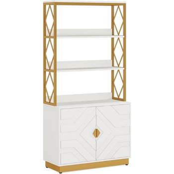 Tribesigns 70.9" Tall Bookshelf with Doors, Etagere Bookcase with 3 Shelves, Modern Open Display Rack for Living Room Bedroom Office