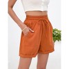 Garvee Womens High Waist Shorts with Deep Pocket Drawstring Linen Texture Casual Shorts for Women Summer Athletic Shorts - 3 of 4