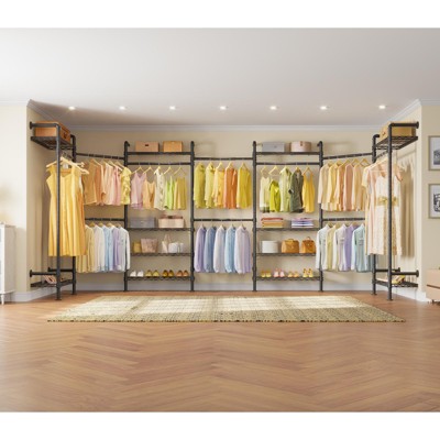 Black Industrial Pipe Wall-Mounted L-Shaped Closet System