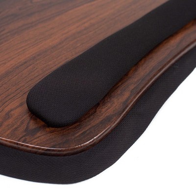 Oversized Brown and Black Wood Lap Desk with Memory Foam Cushion and USB Light