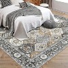 Boho Vintage Low-Pile Geometric Rug, Washable and Non-Slip, Ideal for Bedroom, Dining Area, and Office Floors, 8'x10', Beige Blue - 2 of 4