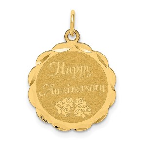 Black Bow Jewelry 14k Yellow Gold Happy Anniversary Circle w Bells Charm or Pendant 17mm - 1 of 4