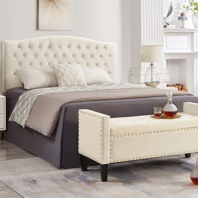 48"L Velvet Storage Bench, End Of Bed Upholstered Tufted Button Storage Bench With Nails Trim, Storage Velvet Rectangular Bed Bench