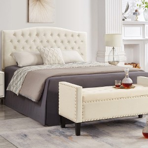 48"L Velvet Storage Bench, End Of Bed Upholstered Tufted Button Storage Bench With Nails Trim, Storage Velvet Rectangular Bed Bench - 1 of 4