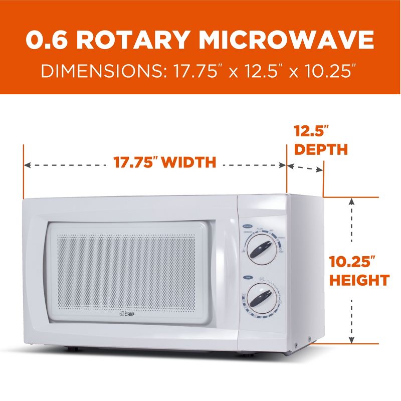 COMMERCIAL CHEF Countertop Microwave Oven 0.6 Cu. Ft. 600W, 5 of 10