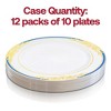 Smarty Had A Party 7.5" White w/ Blue and Gold Harmony Rim Plastic Salad Plates - 120 pcs - 4 of 4