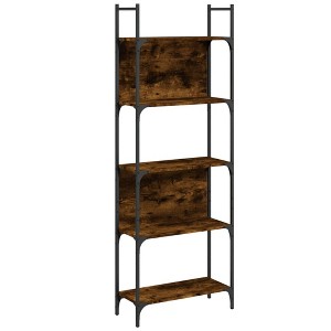 vidaXL 5-Tier Smoked Oak Engineered Wood Bookcase - Freestanding Modern Bookshelf for Living Room, Bedroom, Study - 1 of 4
