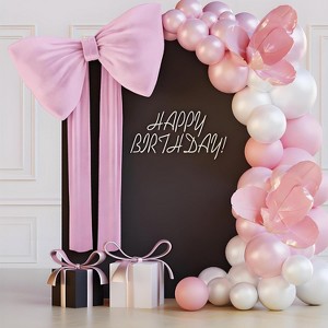 18''x30'' Oversized Bow Birthday Decoration, No-Tie Velvet Bow Wall Decor for Girls' Parties, Weddings Backdrop, Bridal Showers, Baby Showers - 1 of 4