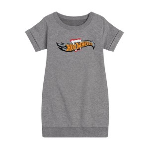 Girls' - Hot Wheels - Halloween Graphic Short Sleeve Fleece Dress - 1 of 4