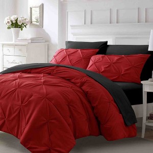 BAGOKIE 7 Pieces Pintuck Solid Bed-in-a-Bag Comforter Set - 1 of 4