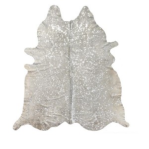 5' X 7' Green and Silver Cowhide Hand Knotted Area Rug - 1 of 4