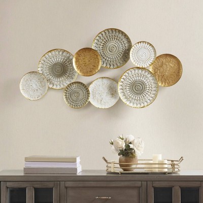 Transitional Multi-Colored Metal Discs Wall Art in Gold and Silver