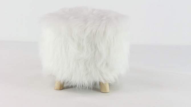 Contemporary Faux Fur Foot Stool White - Olivia &#38; May, 2 of 10, play video