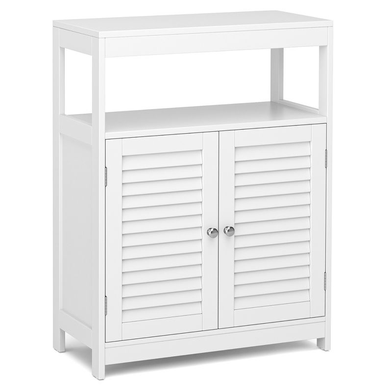 Costway Bathroom Floor Cabinet Free Standing Storage Organizer w/ Double Shutter Doors, 1 of 13