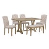 Whisen 6-Piece Farmhouse Dining Table Set with 4 Upholstered Chairs and Bench for Dining Room - 4 of 4