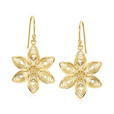 Ross-Simons 18kt Gold Over Sterling Floral Filigree Drop Earrings